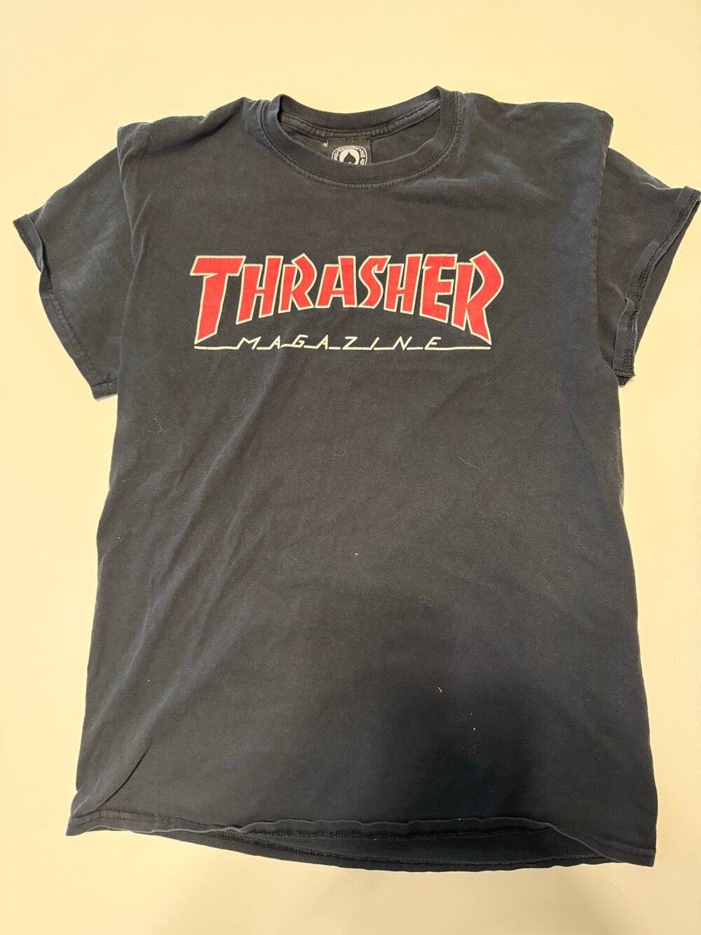 Vintage Y2K Thrasher Magazine Logo T Shirt Mens M Faded Black Skate Punk Tee